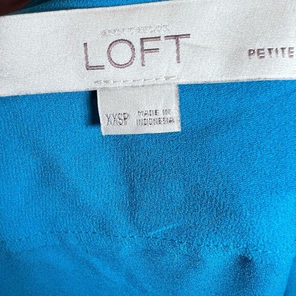 Ann Taylor Loft long sleeve Caribbean blue blouse top size XXSP - Picture 5 of 6